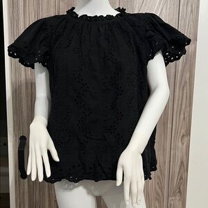 Crown & Ivy Black Eyelet Blouse